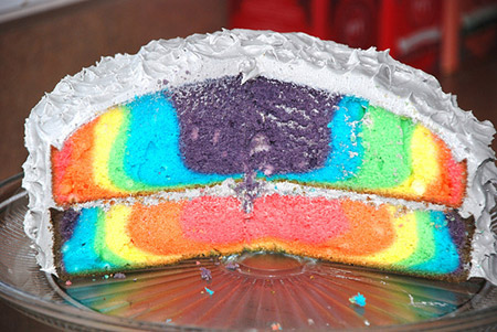 бисквитный торт из цветного теста