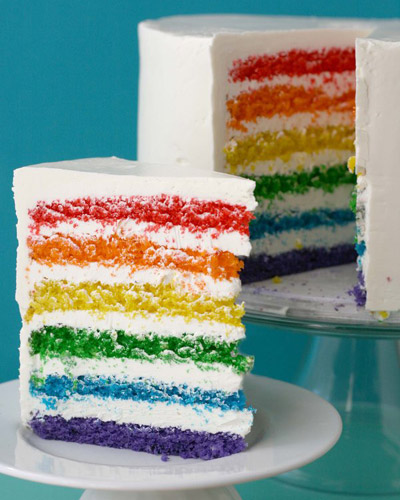 бисквитный разноцветный торт